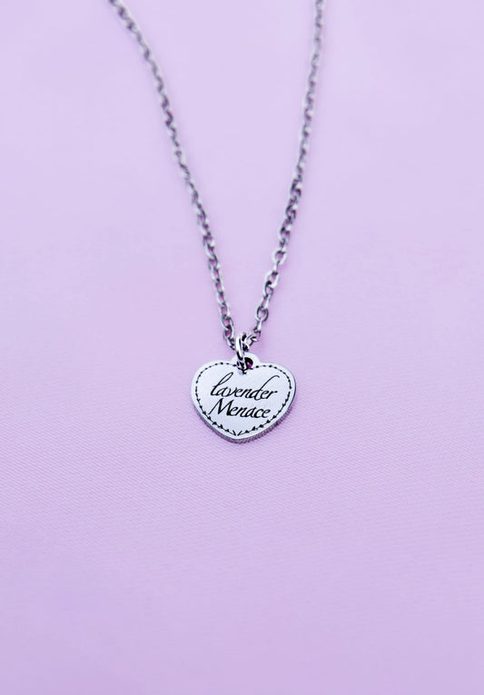 Lavender Menace love heart necklace in 304 stainless steel