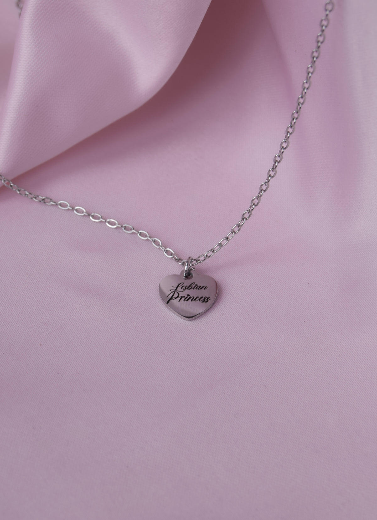 Lesbian Princess Engraved Love Heart Necklace in 304 Stainless Steel