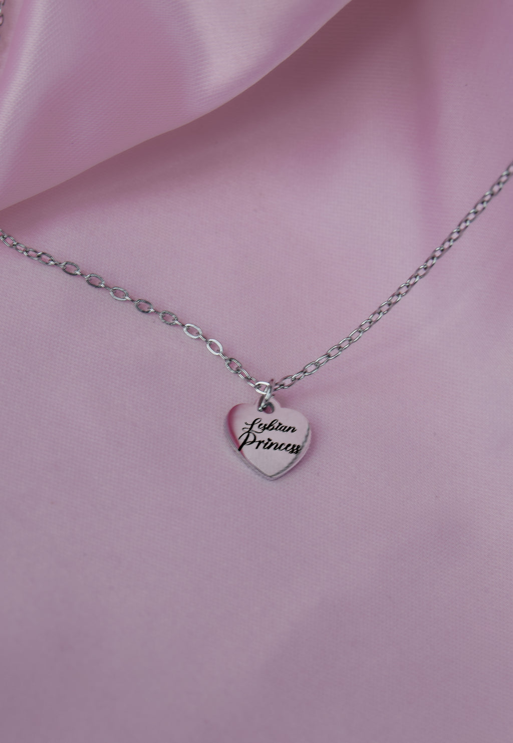 Lesbian Princess Engraved Love Heart Necklace in 304 Stainless Steel