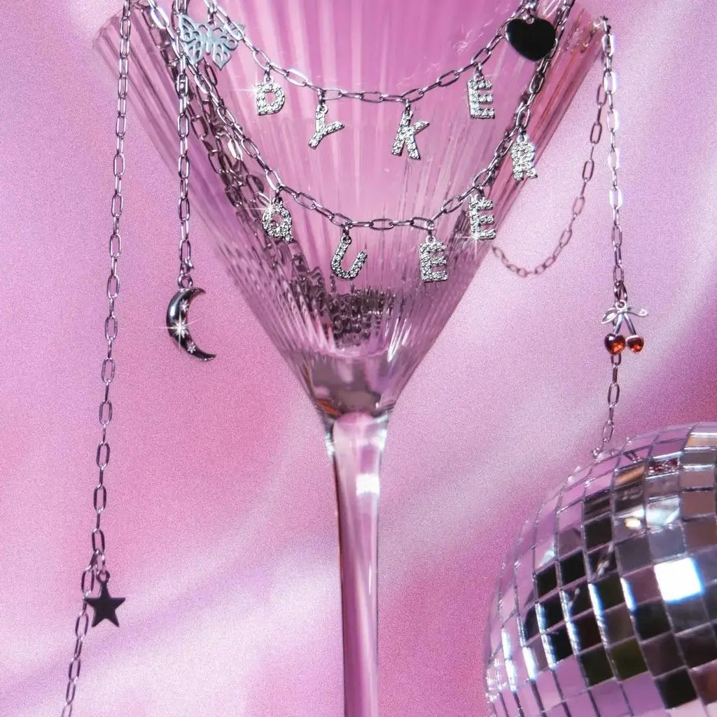 Fruity sparkly word necklace in 304 stainless steel Leftbians
