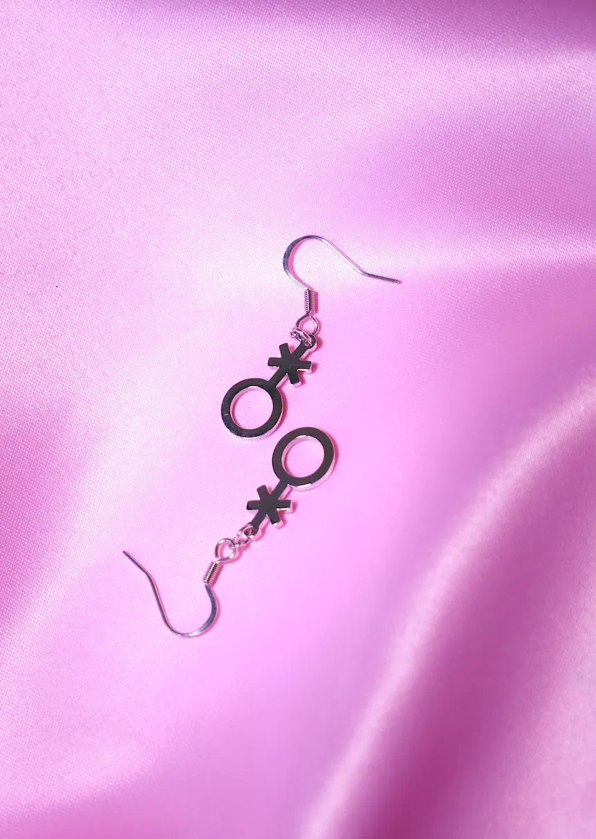 Non binary symbol earrings stainless steel Leftbians