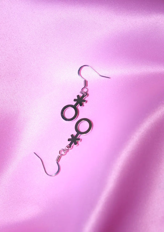 Non binary symbol earrings stainless steel Leftbians