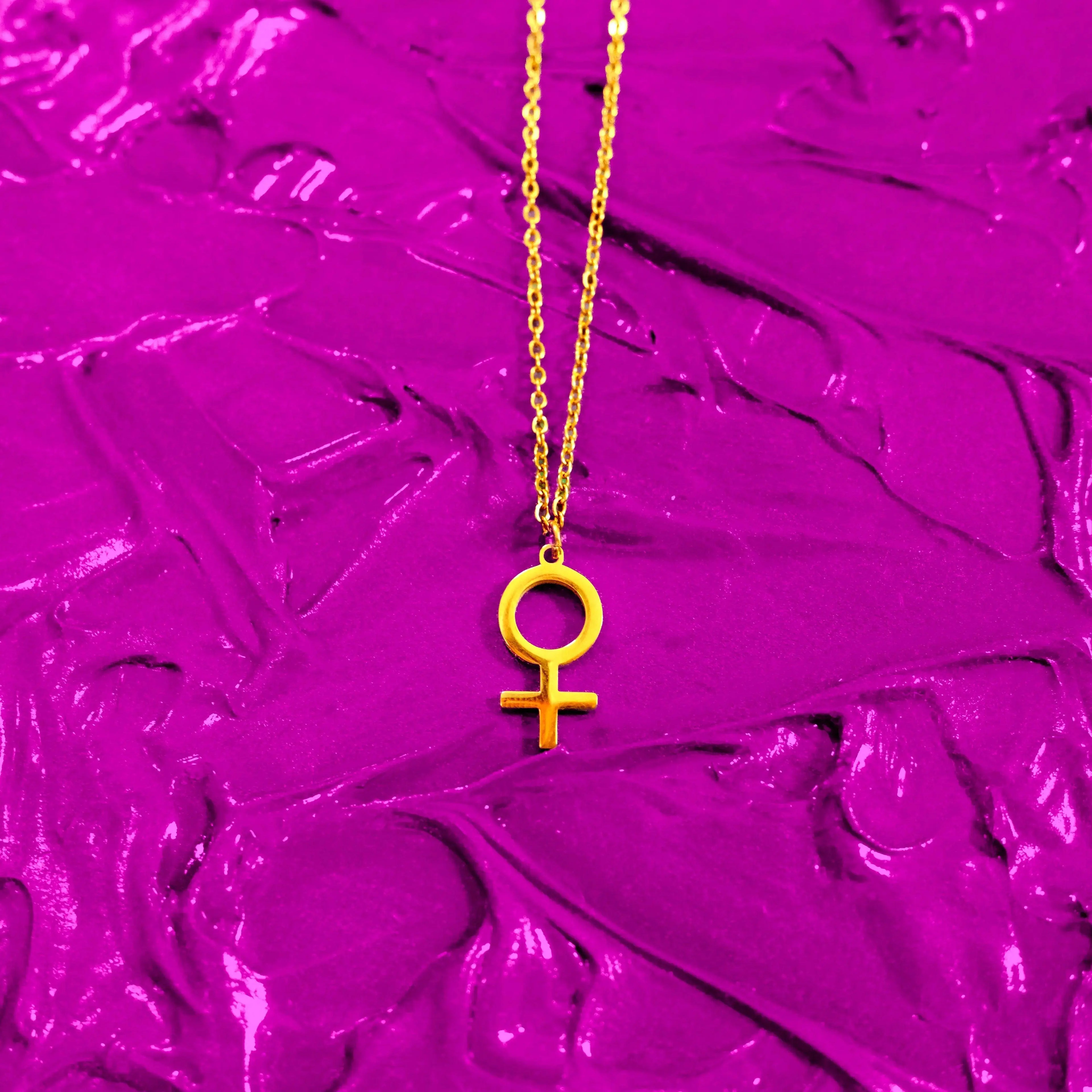 Venus symbol necklace in gold plated stainless steel Leftbians