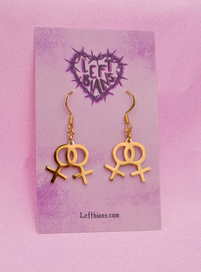 Gold Double venus earrings in 304 stainless steel Leftbians