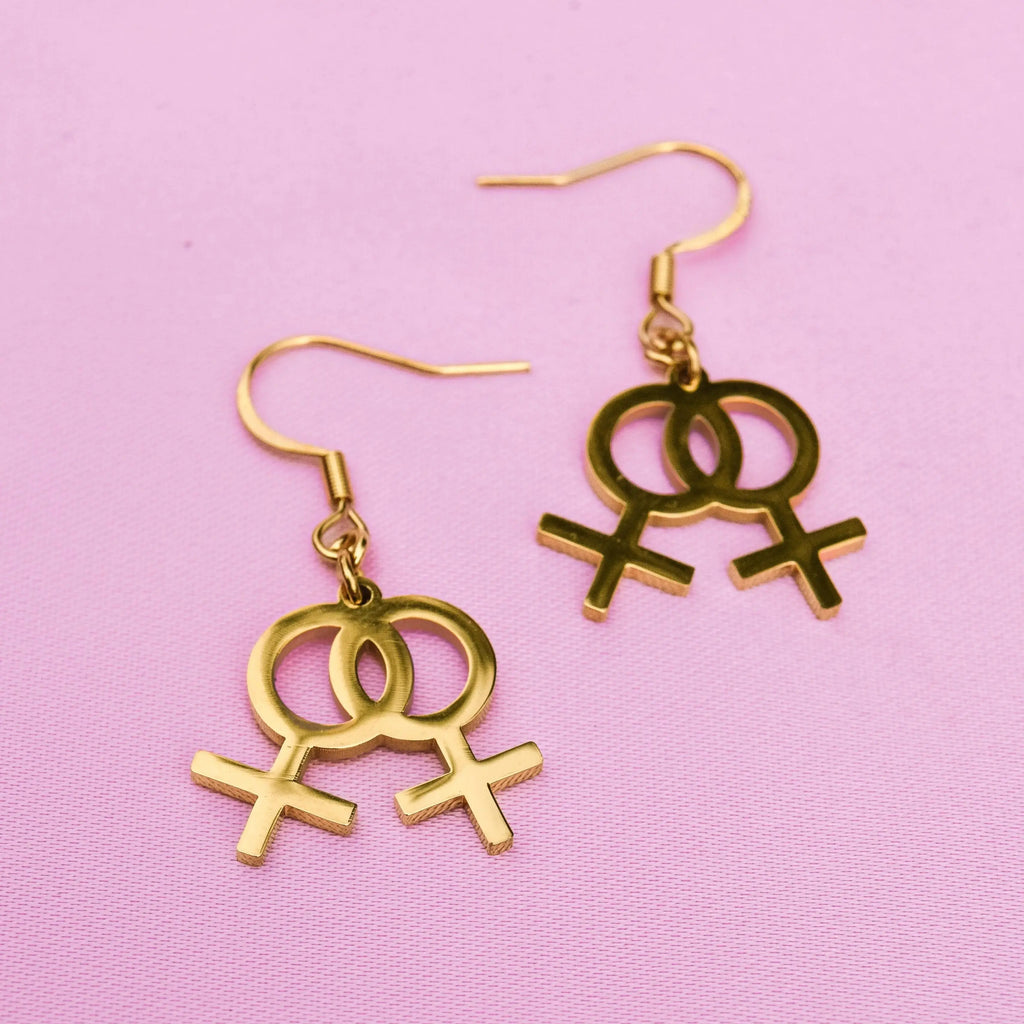 Gold Double venus earrings in 304 stainless steel Leftbians