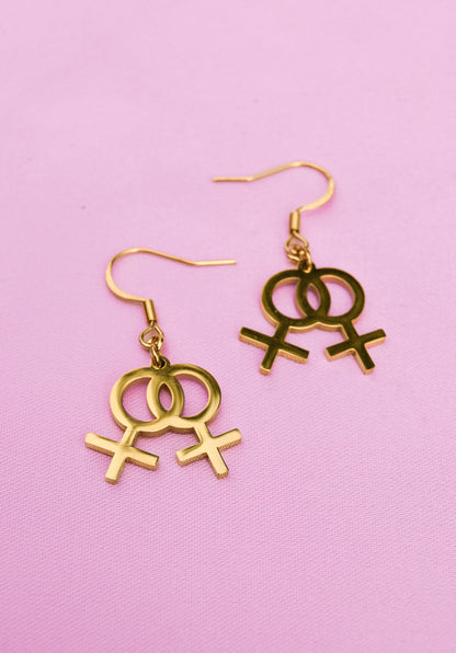 Gold Double venus earrings in 304 stainless steel Leftbians