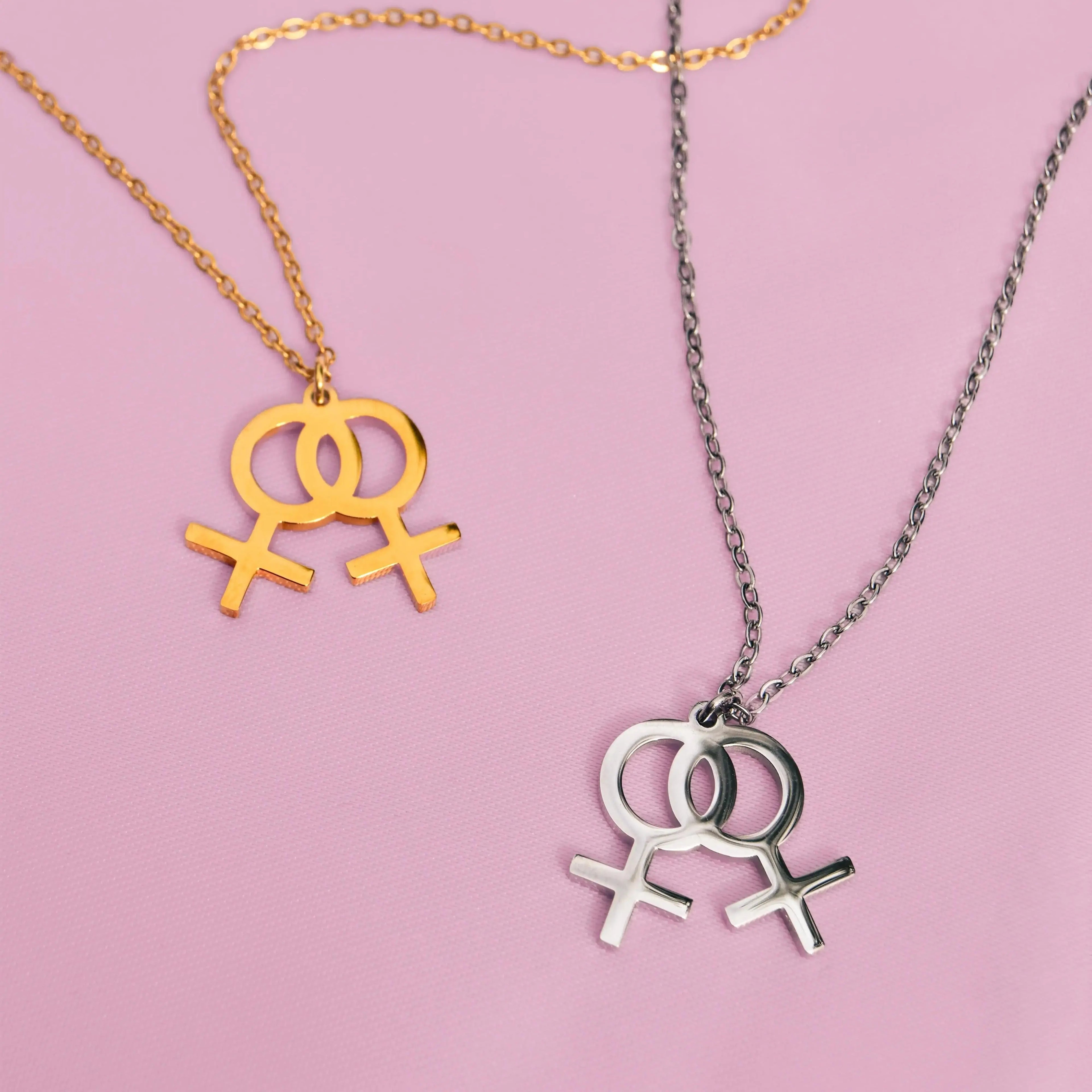 Double venus symbol necklace in 304 stainless steel Leftbians