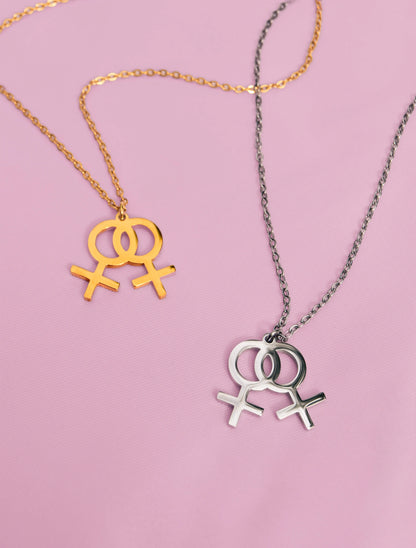 Double venus symbol necklace in 304 stainless steel Leftbians