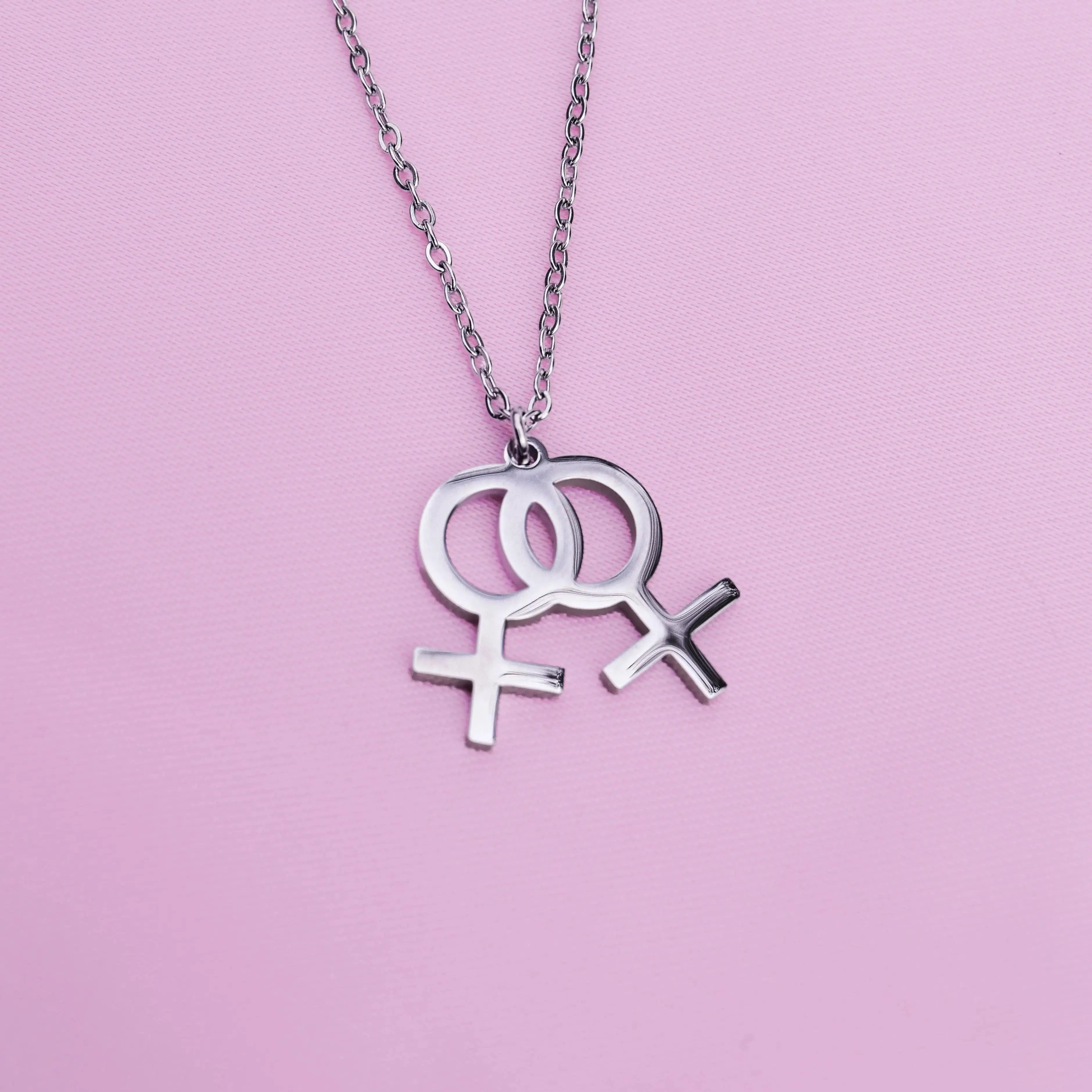 Double venus symbol necklace in 304 stainless steel Leftbians