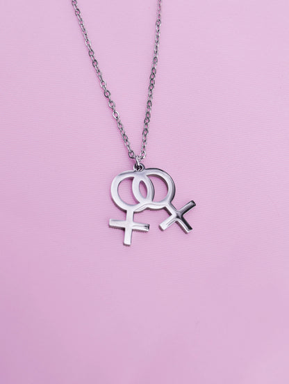 Double venus symbol necklace in 304 stainless steel Leftbians