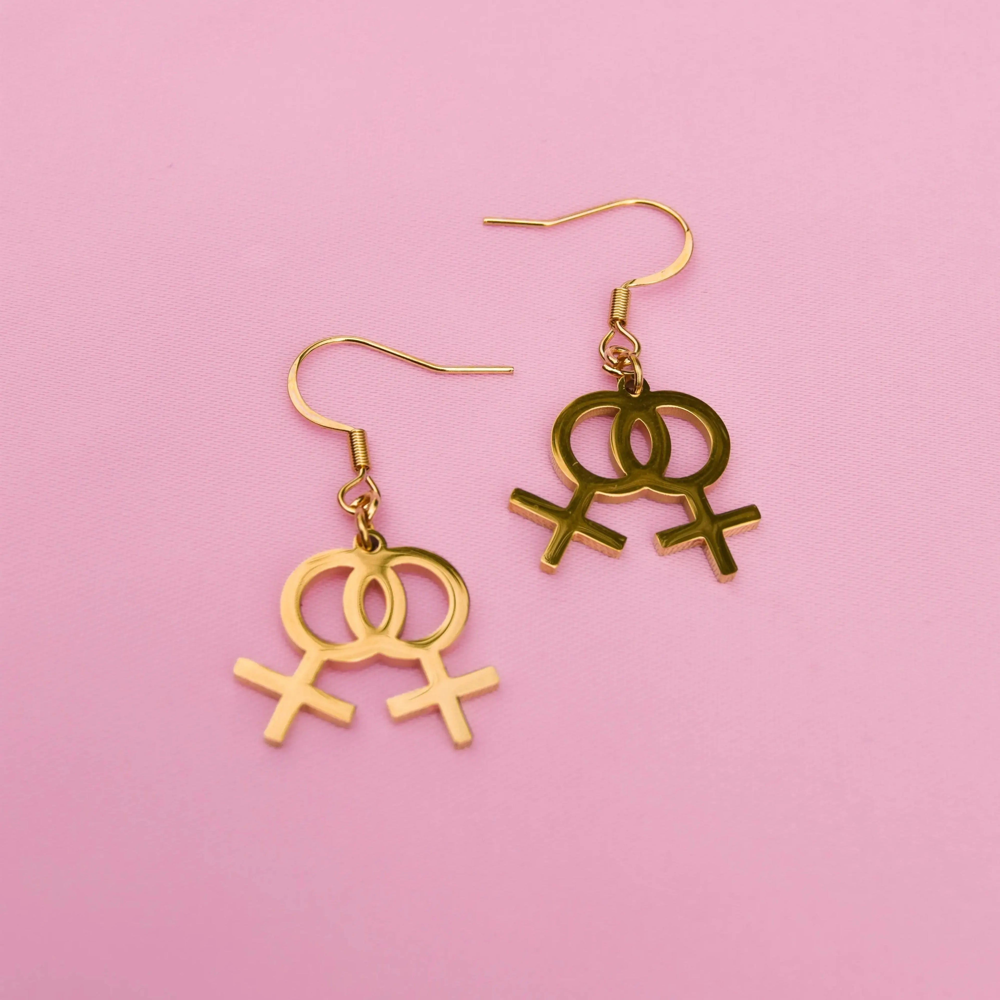 Gold Double venus earrings in 304 stainless steel Leftbians