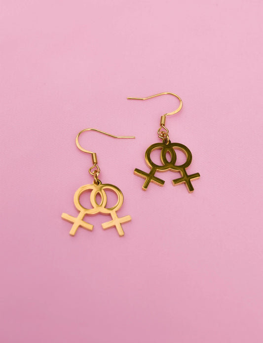 Gold Double venus earrings in 304 stainless steel