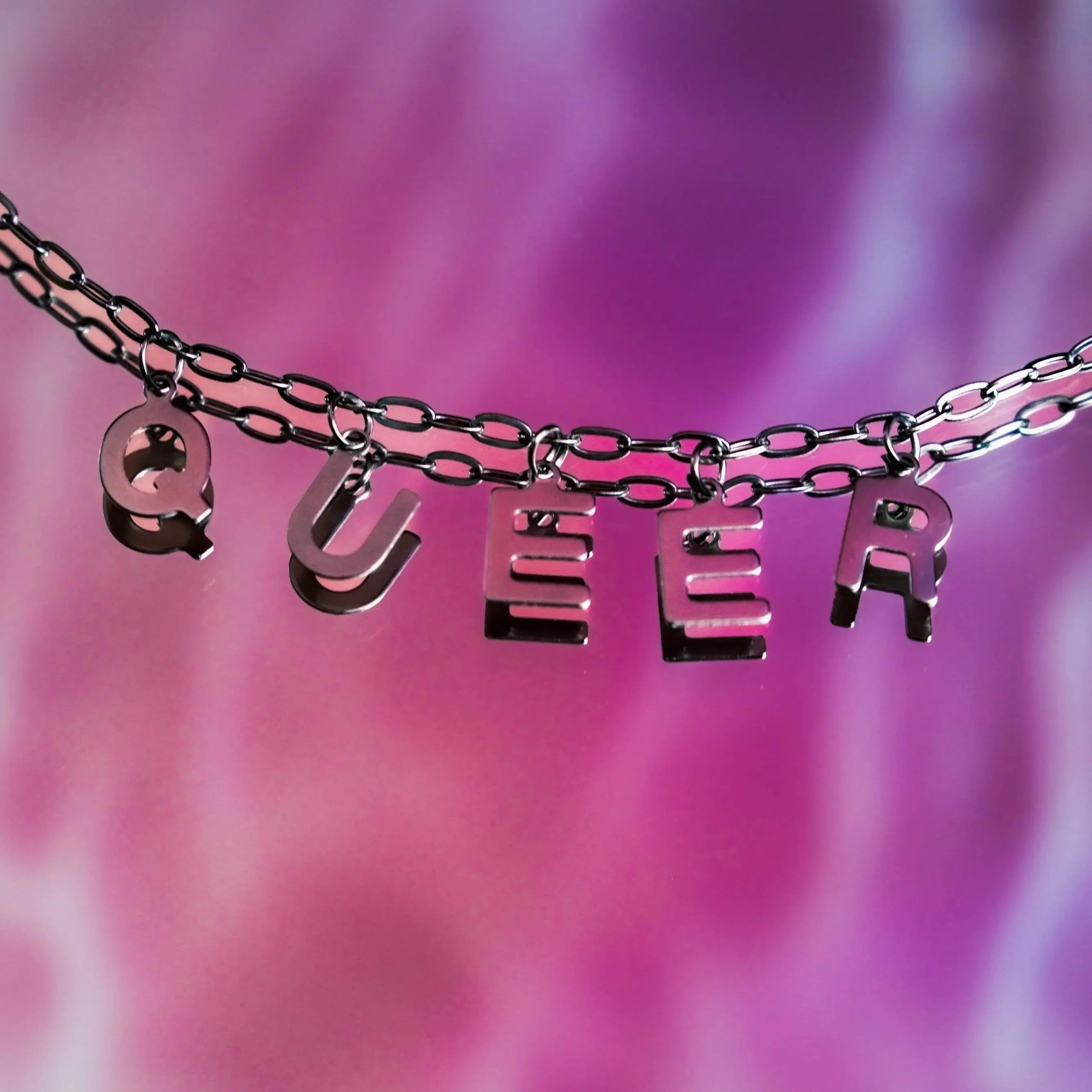 QUEER letter necklace, 100% stainless steel Leftbians