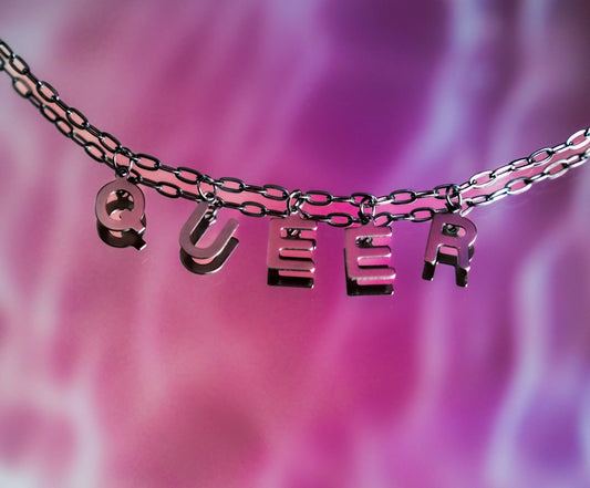 QUEER letter necklace, 100% stainless steel Leftbians