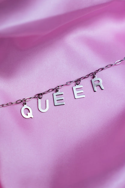 QUEER letter necklace, 100% stainless steel Leftbians