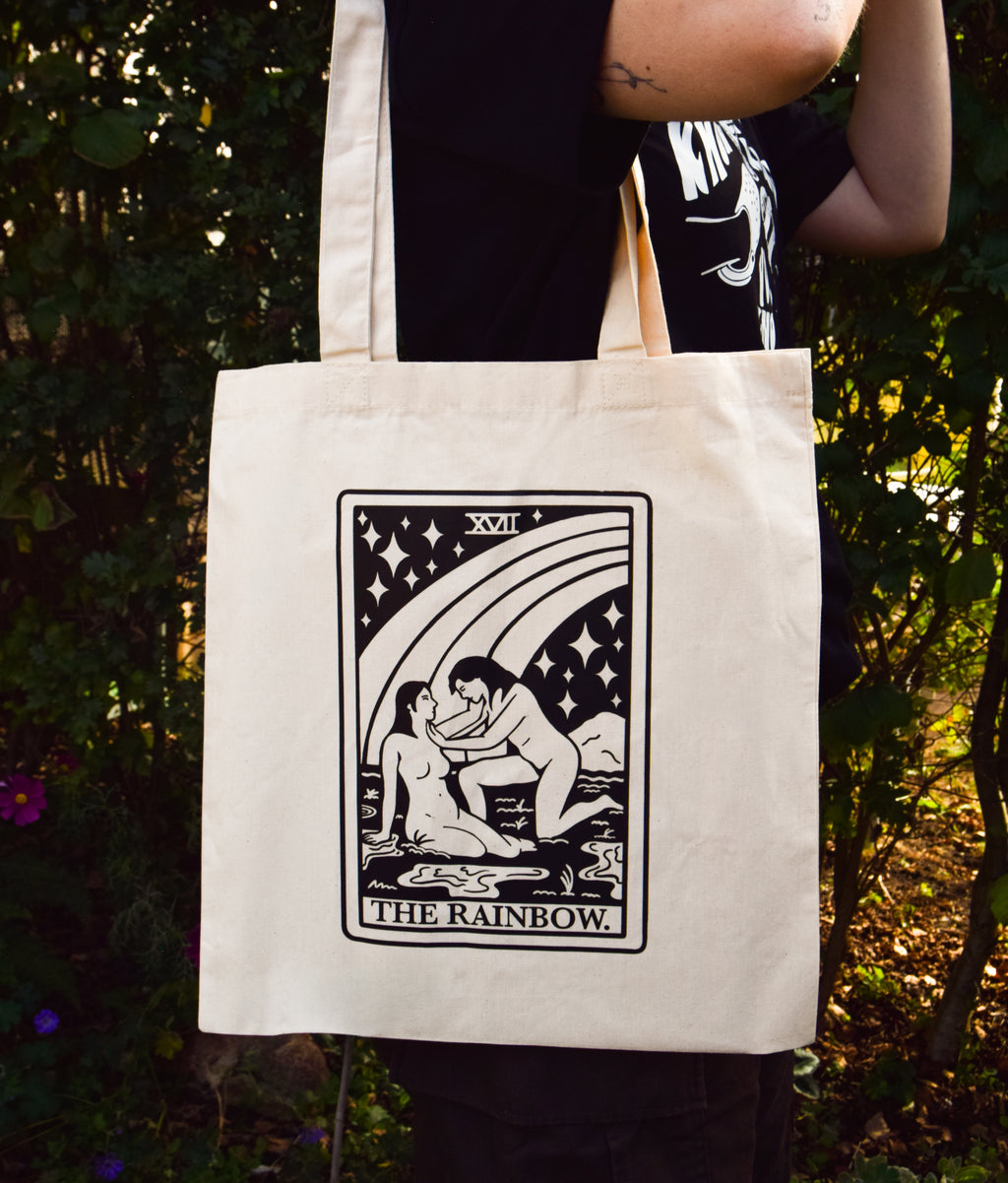 The Rainbow Tarot Card Cotton Tote Bag in Beige