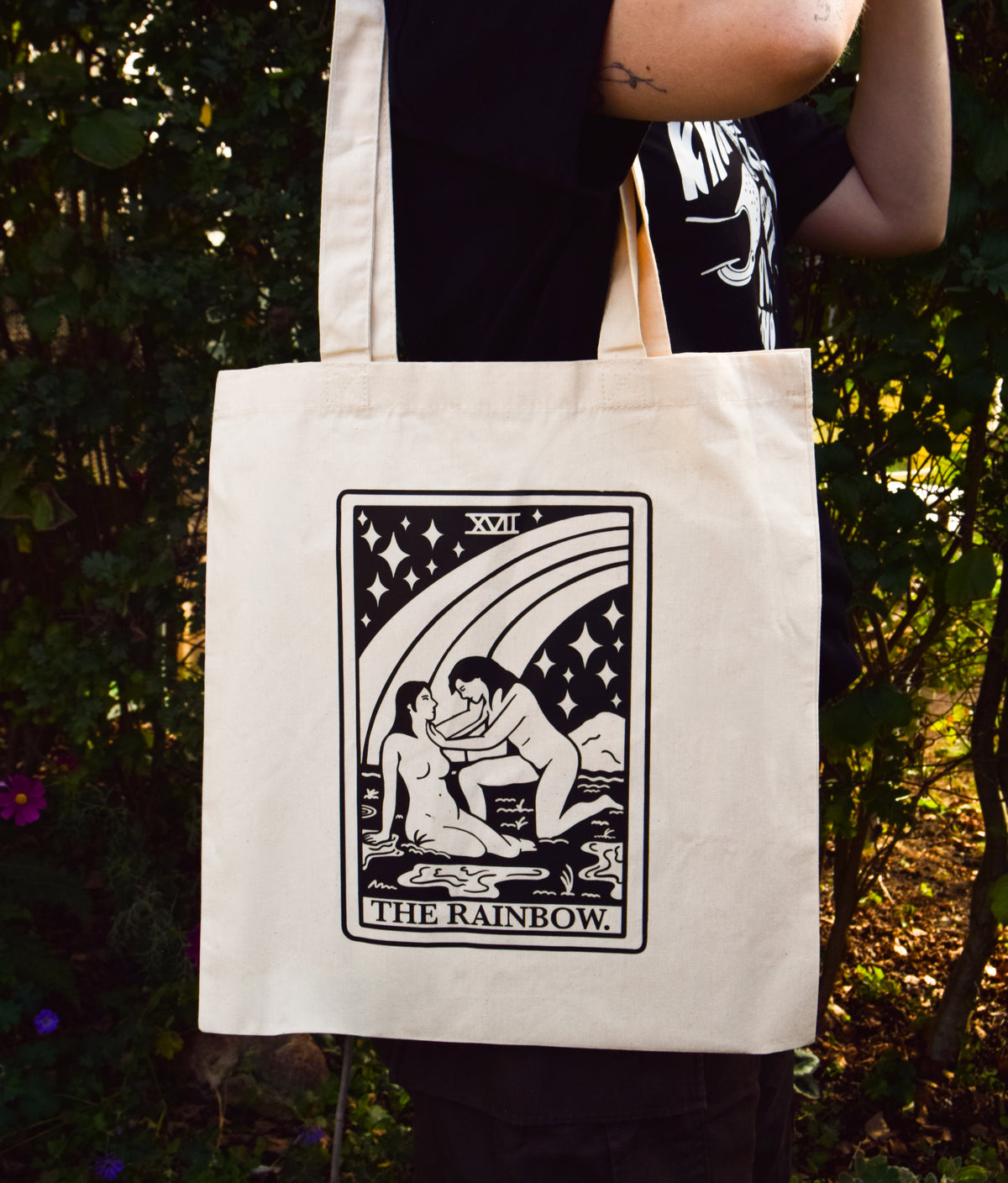The Rainbow Tarot Card Cotton Tote Bag in Beige