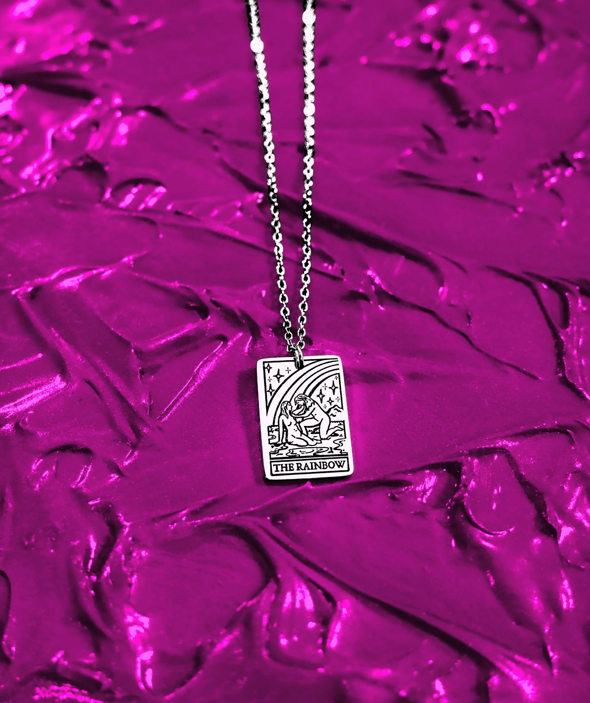 The Rainbow Tarot Card Stainless Steel Necklace Leftbians