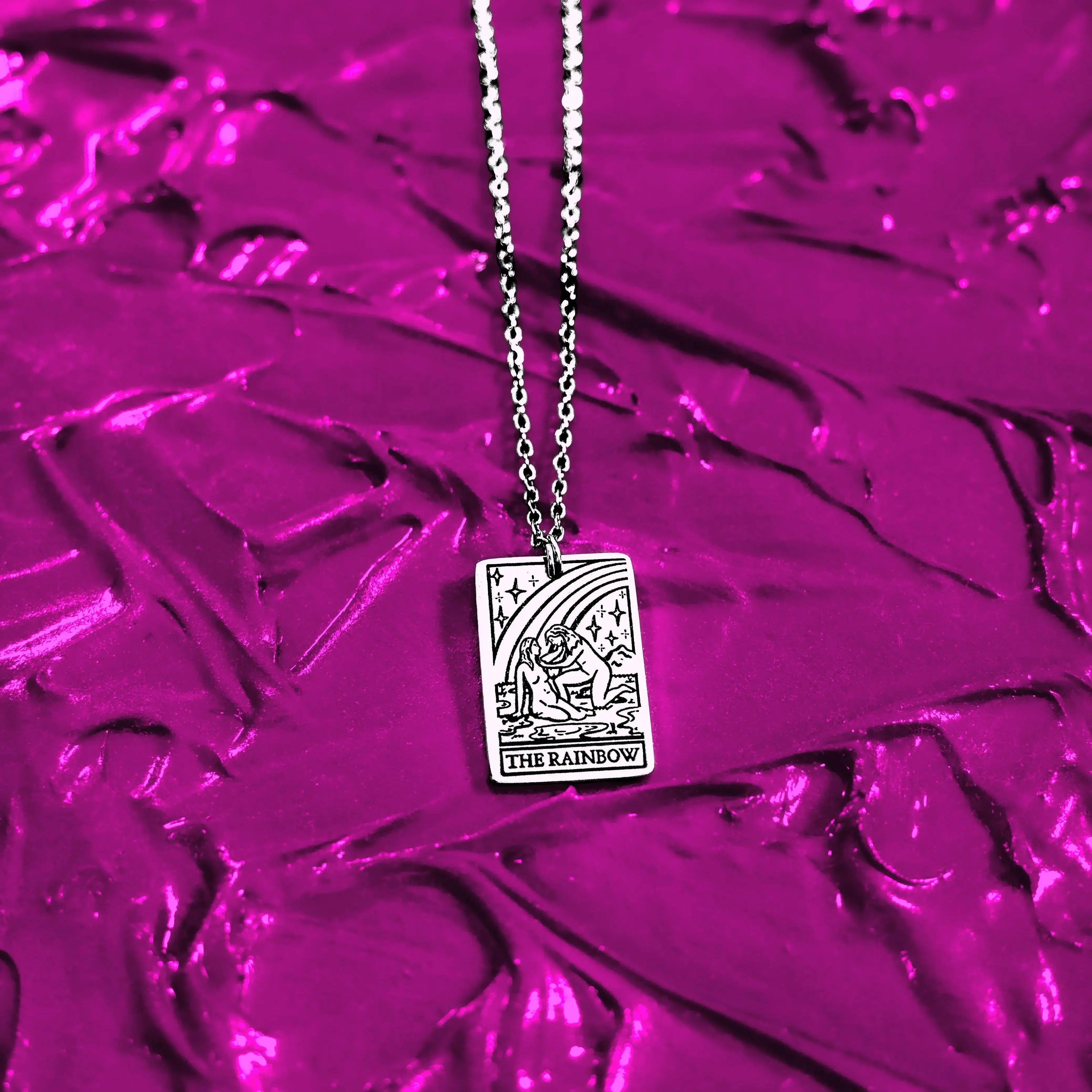 The Rainbow Tarot Card Stainless Steel Necklace Leftbians