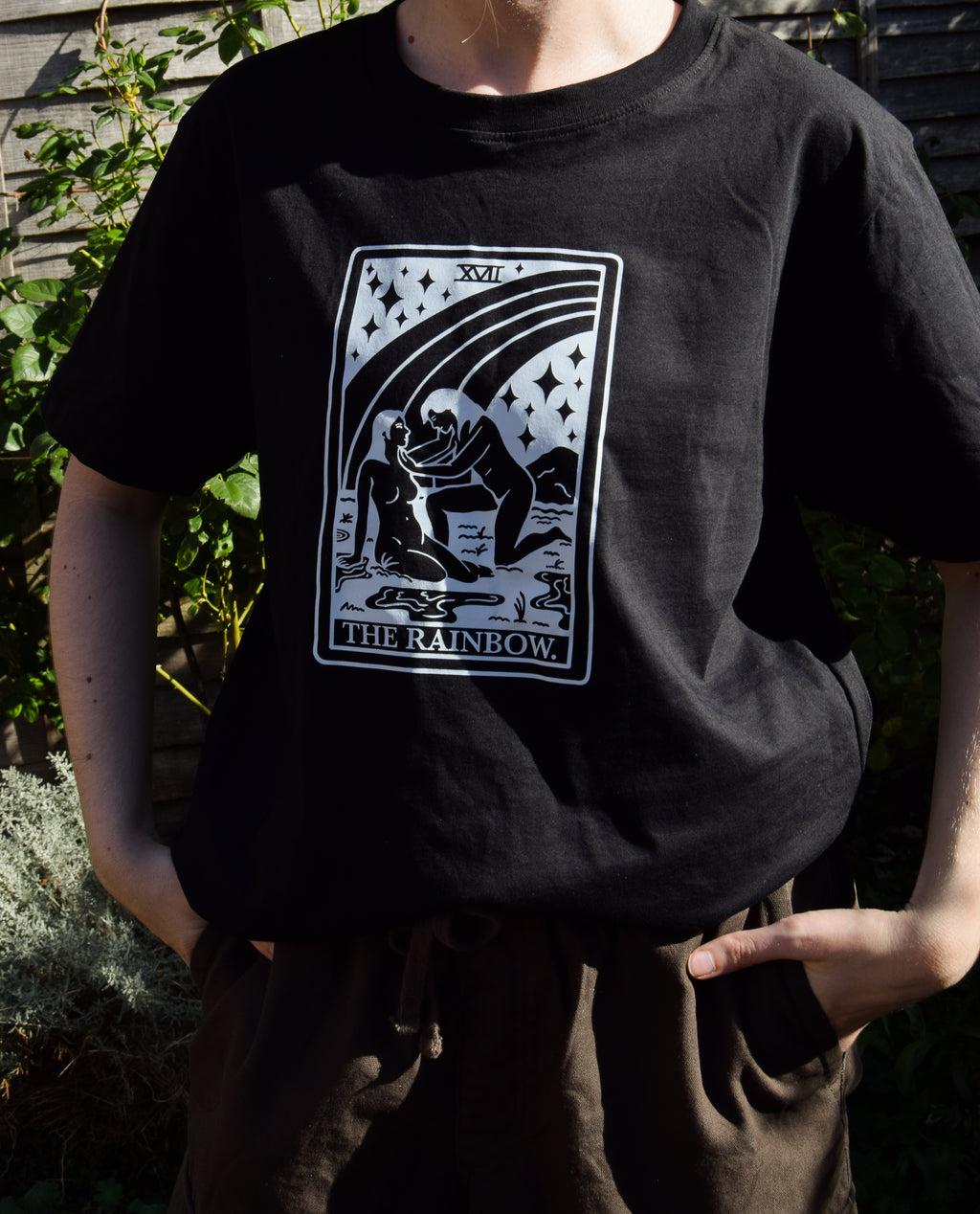 The Rainbow Tarot Card Organic Cotton T-Shirt in Black