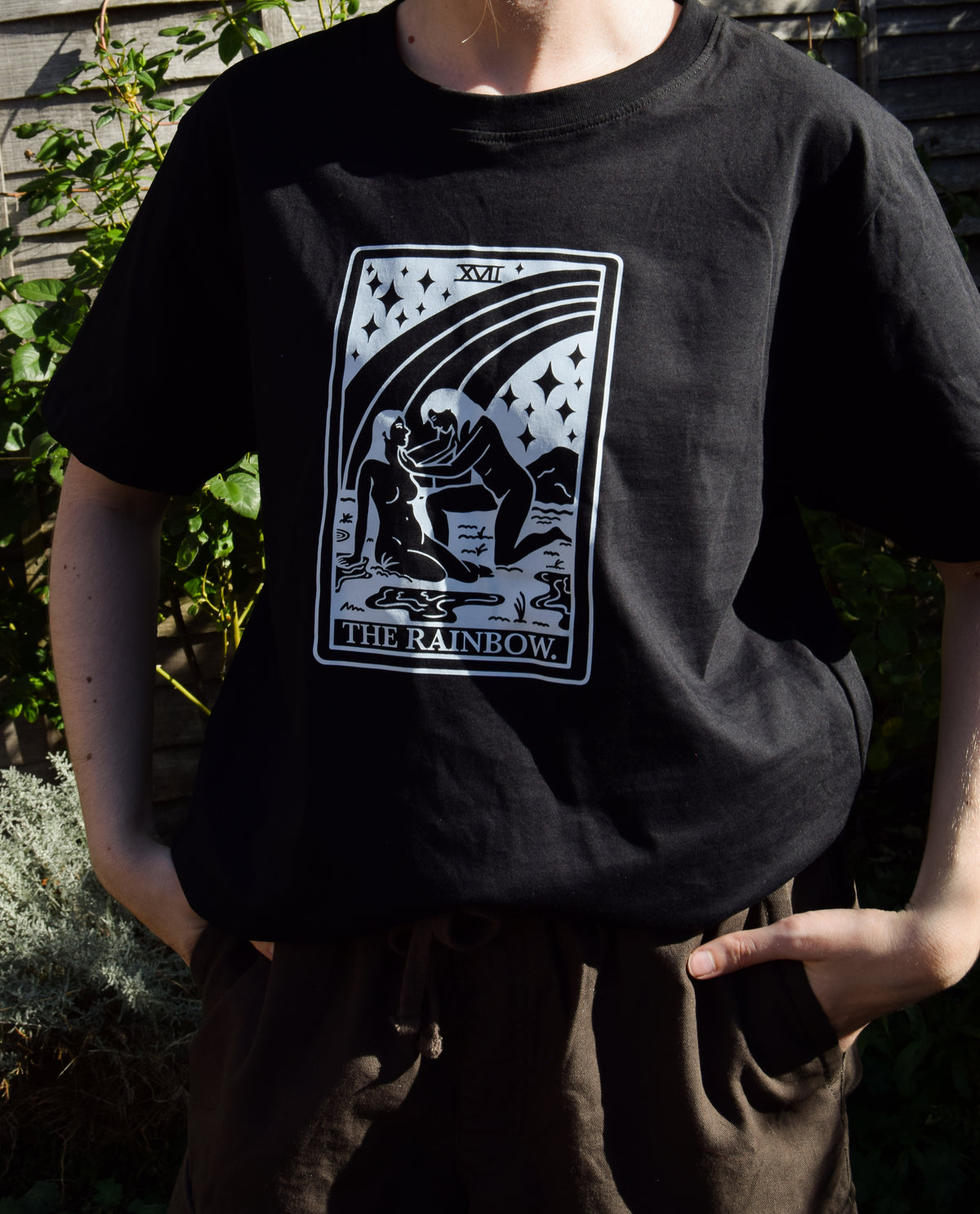 The Rainbow Tarot Card Organic Cotton T-Shirt in Black