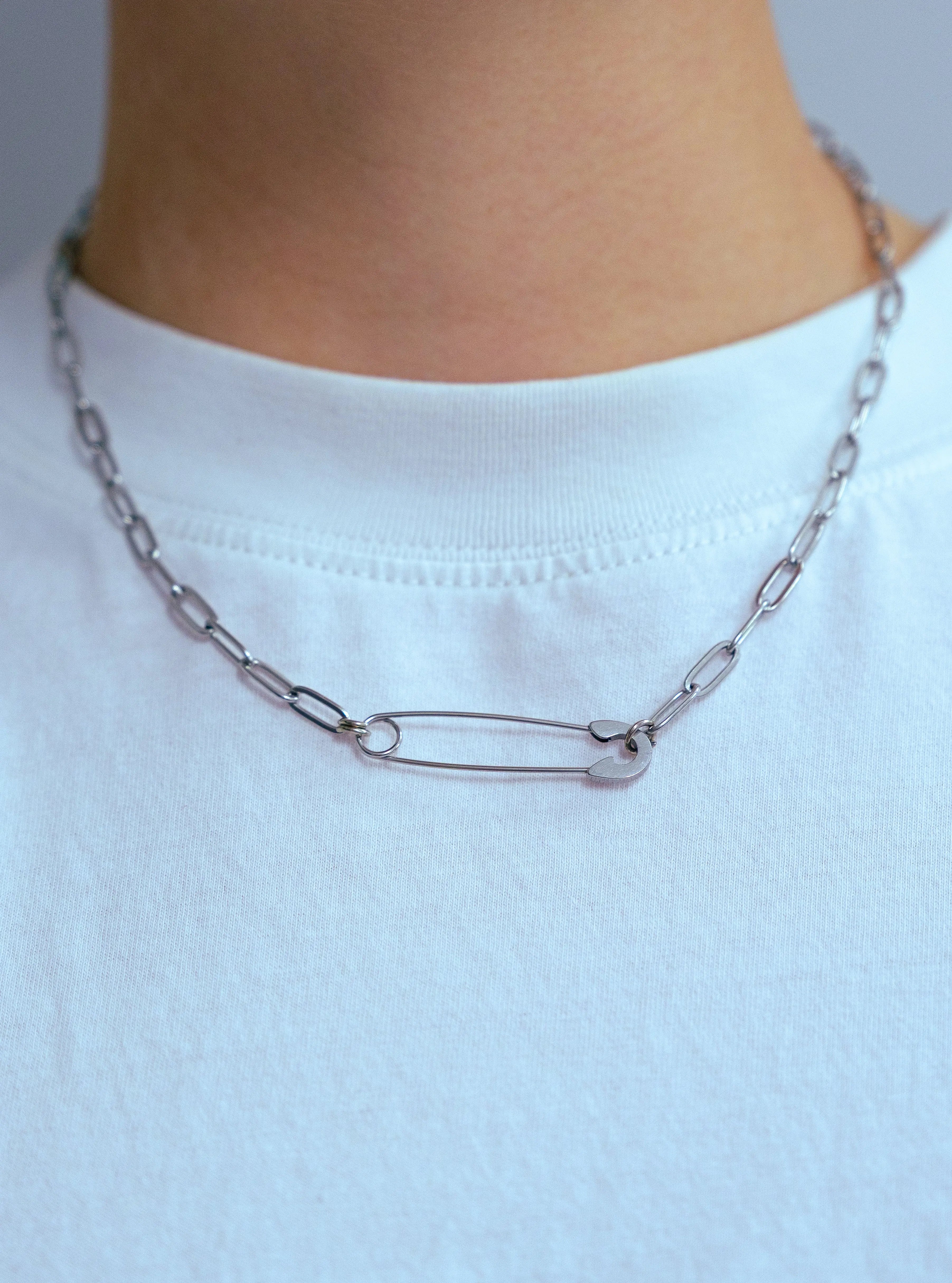 Safety Pin Necklace in 304 Stainless Steel Leftbians