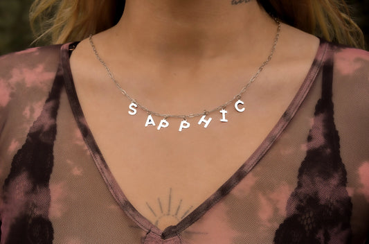 SAPPHIC stainless steel letter charm necklace Leftbians