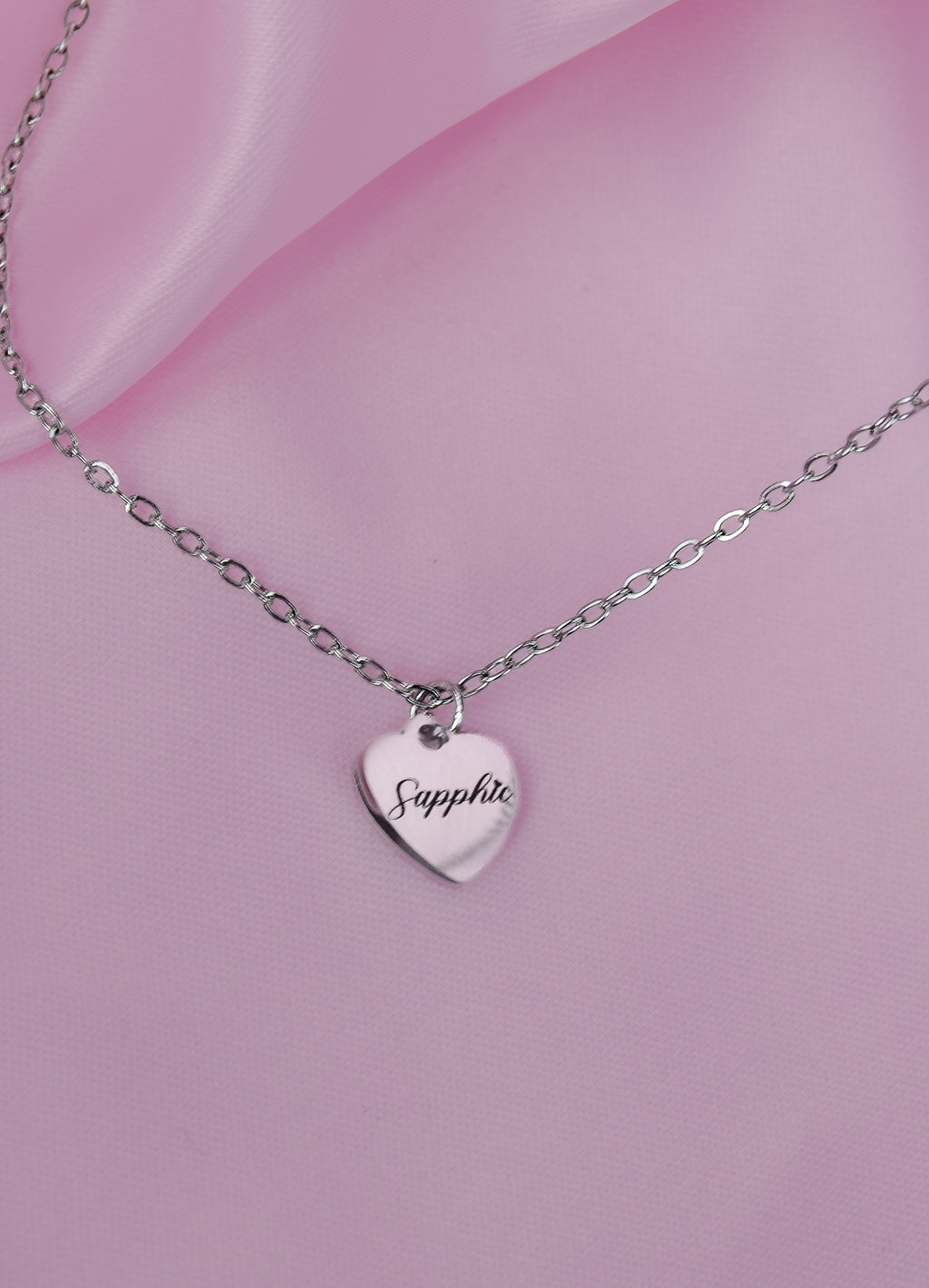 Sapphic Engraved Love Heart Necklace in 304 Stainless Steel