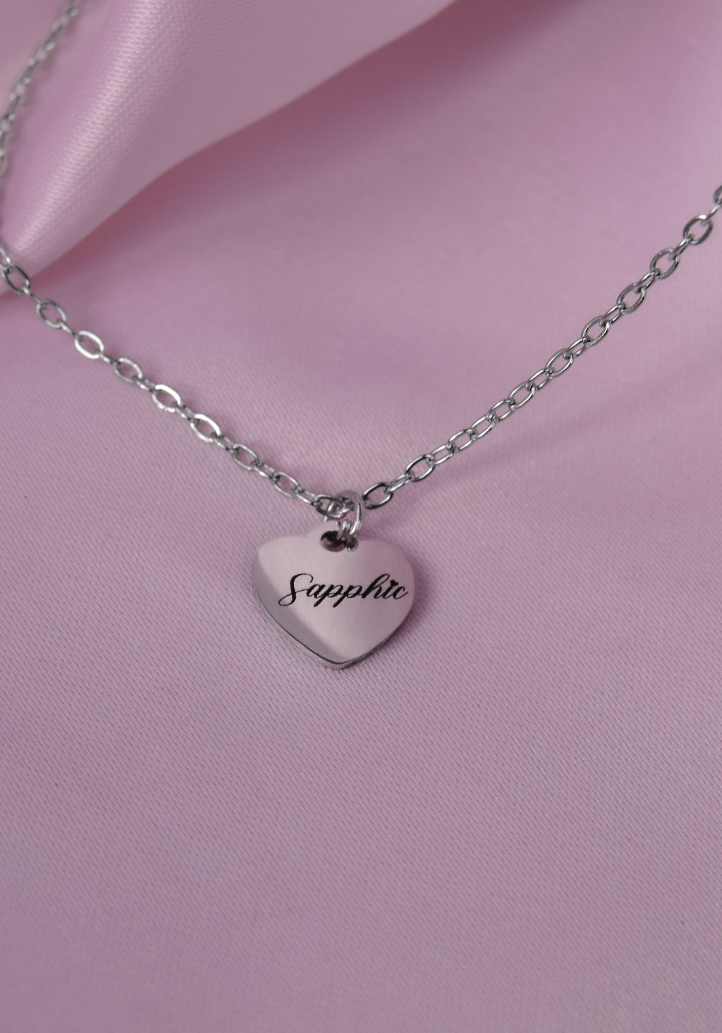 Sapphic Engraved Love Heart Necklace in 304 Stainless Steel