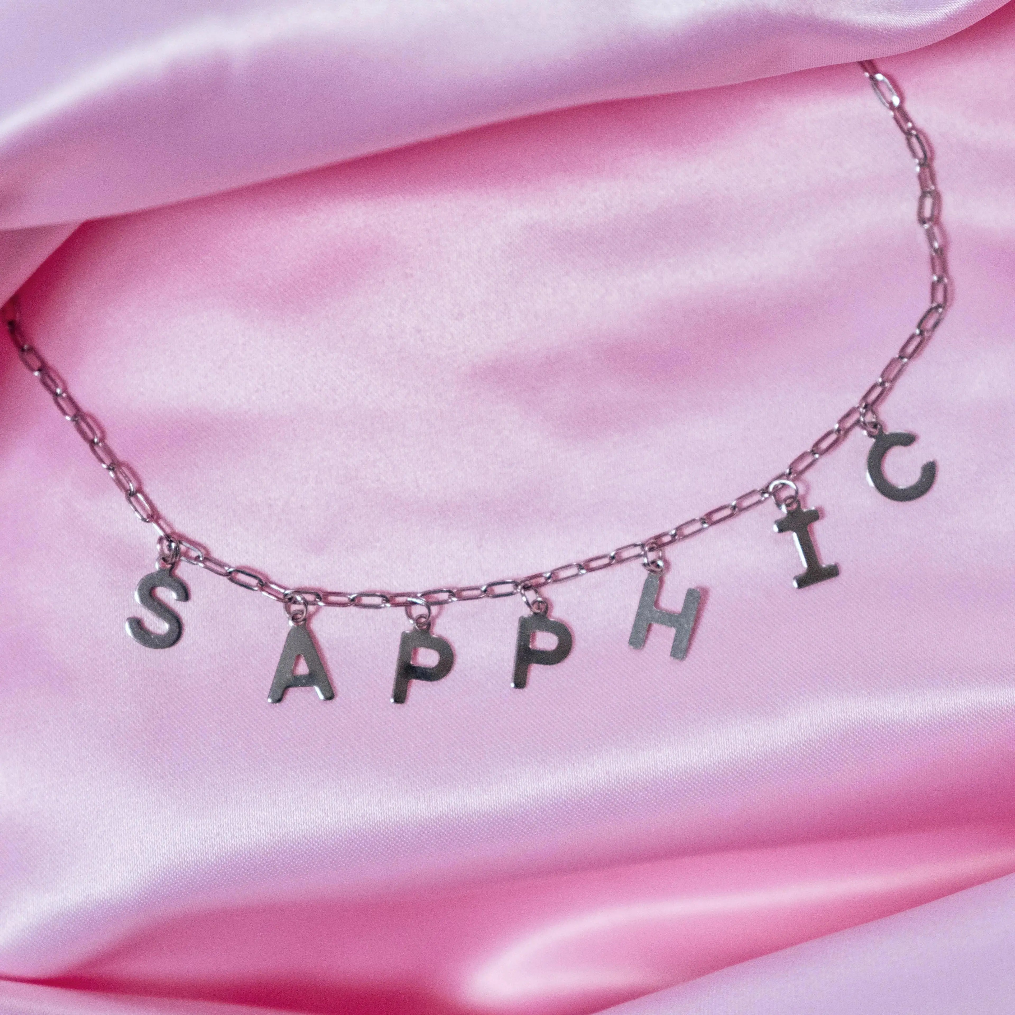 SAPPHIC stainless steel letter charm necklace Leftbians
