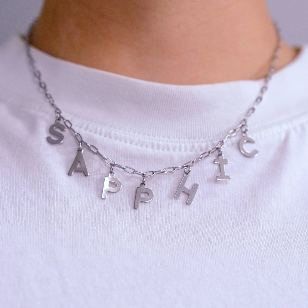 SAPPHIC stainless steel letter charm necklace Leftbians