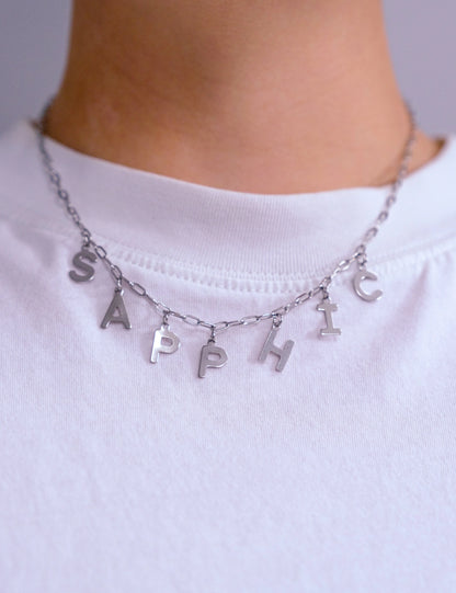 SAPPHIC stainless steel letter charm necklace Leftbians