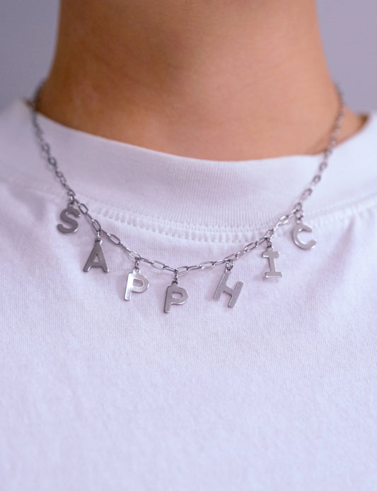 SAPPHIC stainless steel letter charm necklace Leftbians