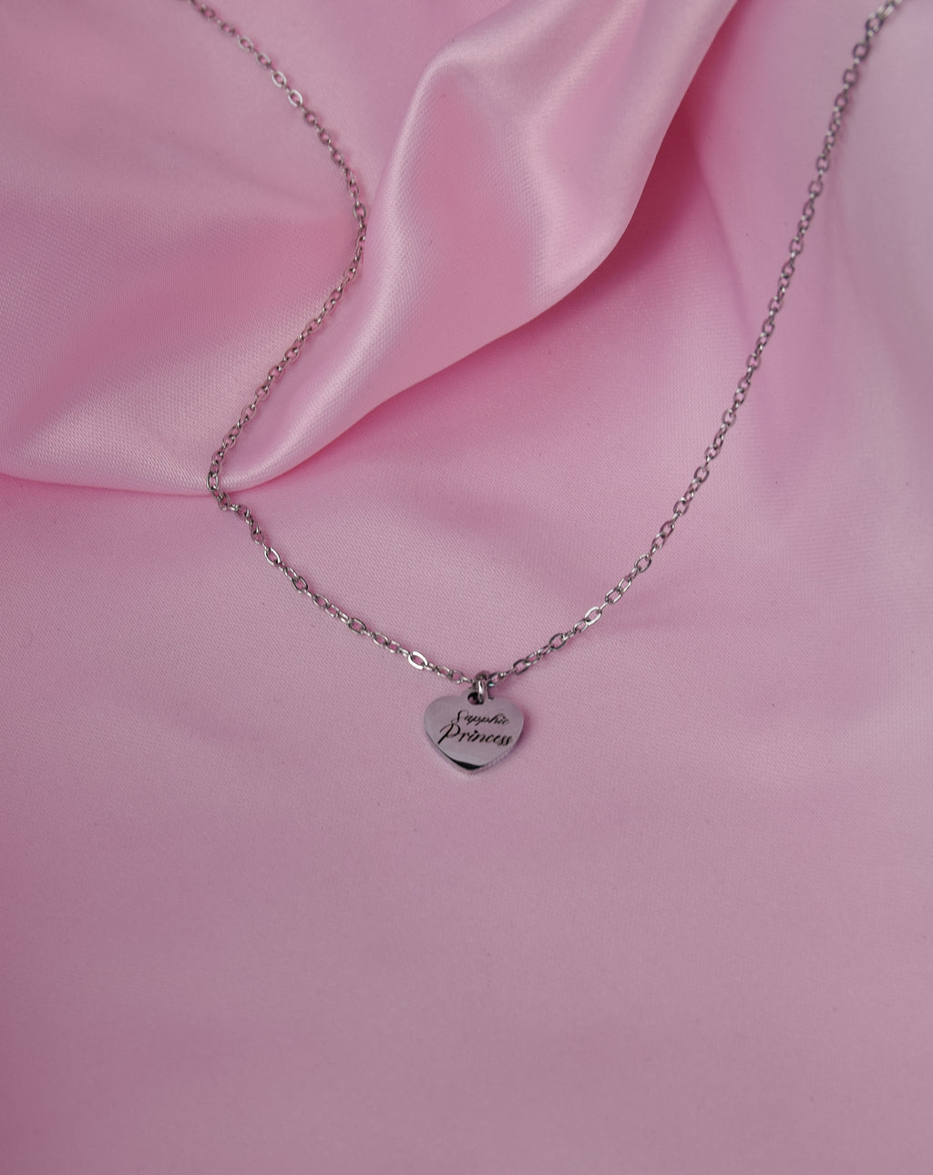 Sapphic Princess Engraved Love Heart Necklace in 304 Stainless Steel