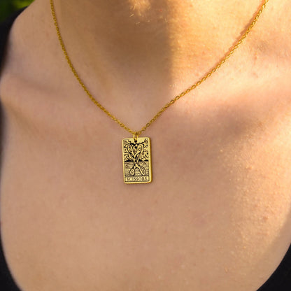 The Scissors Tarot Card Gold Stainless Steel Necklace Leftbians