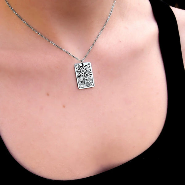 The Scissors Tarot Card Stainless Steel Necklace Leftbians