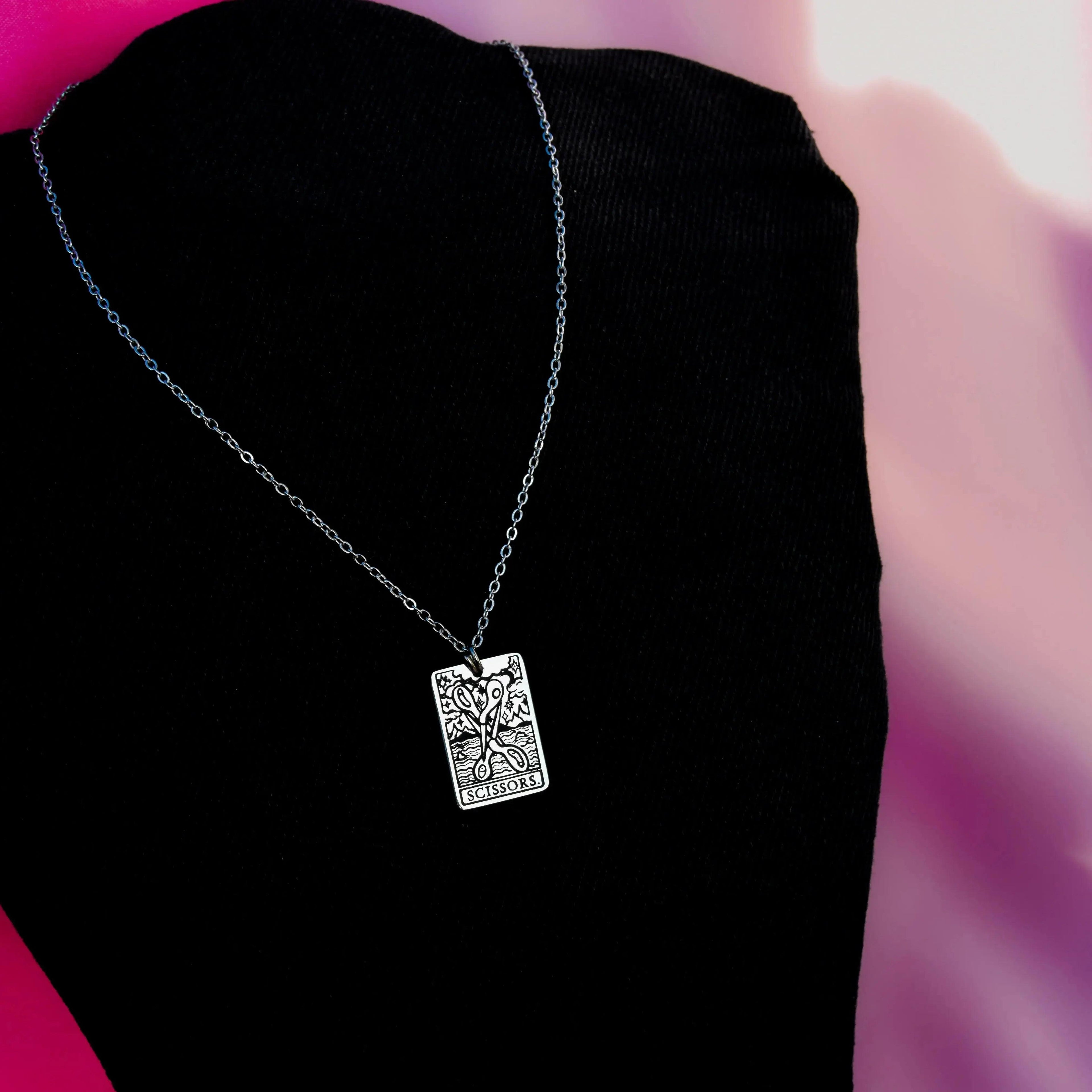 The Scissors Tarot Card Stainless Steel Necklace Leftbians