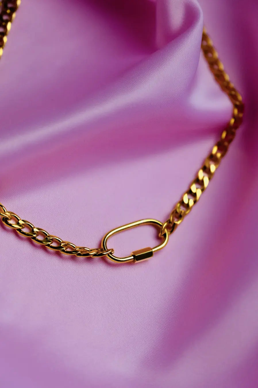 Chunky gold carabiner chain necklace in 304 stainless steel Leftbians