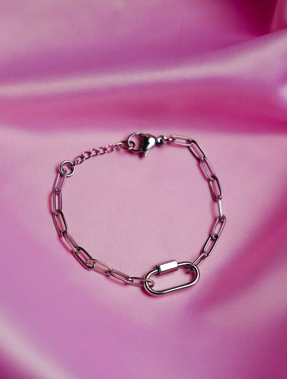 Silver carabiner bracelet in 304 stainless steel Leftbians