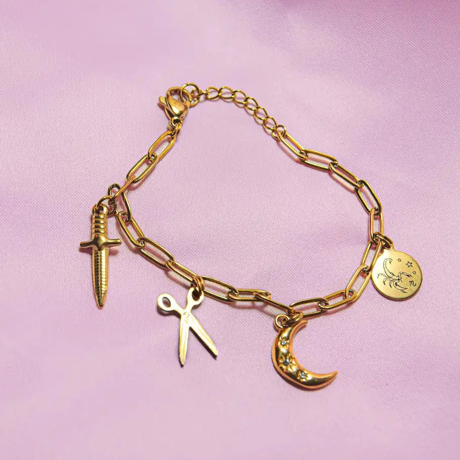 Gold charm bracelet in 304 stainless steel Leftbians