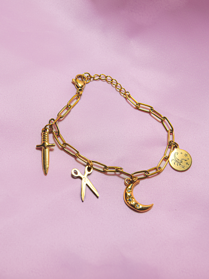 Gold charm bracelet in 304 stainless steel