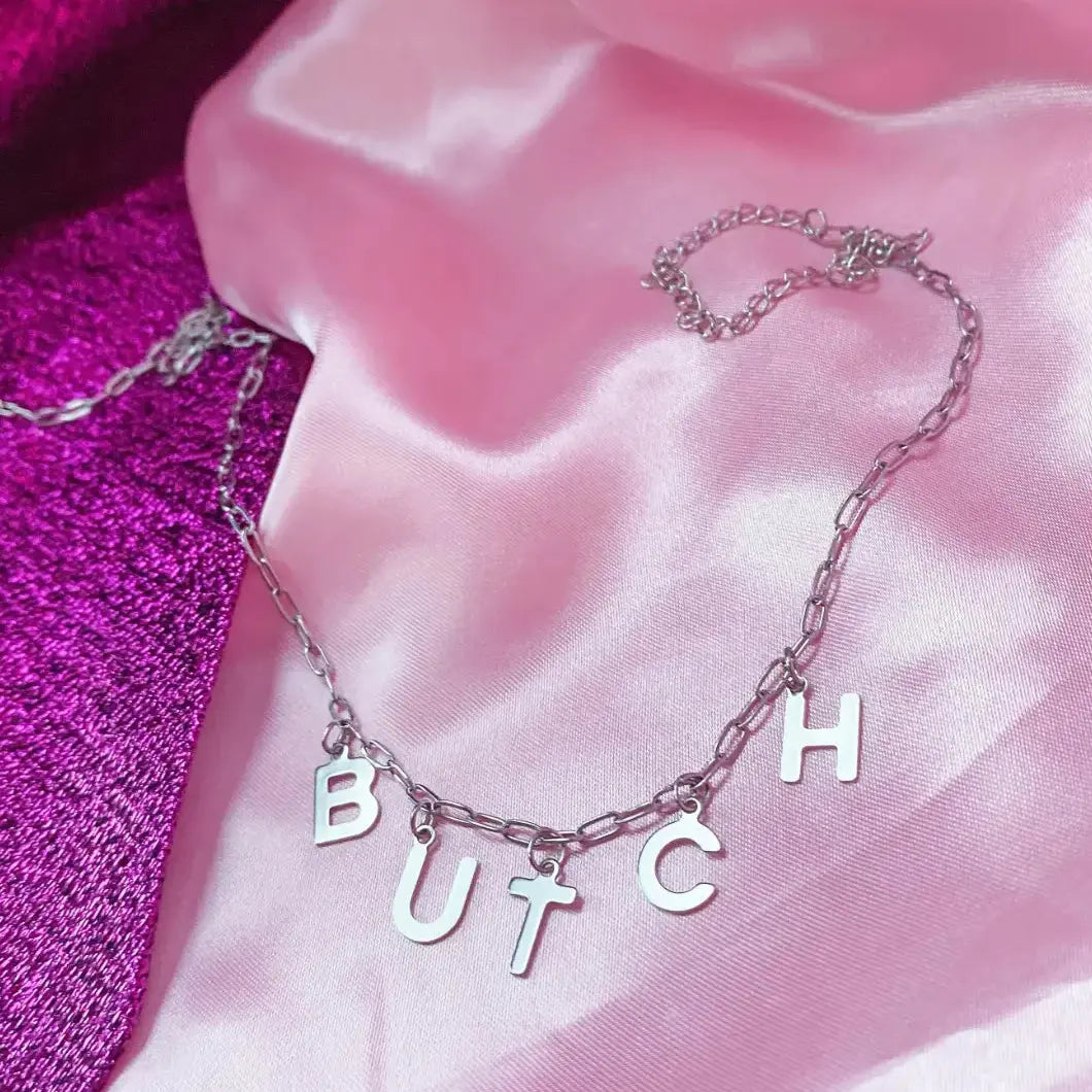 BUTCH letter necklace, 100% stainless steel Leftbians