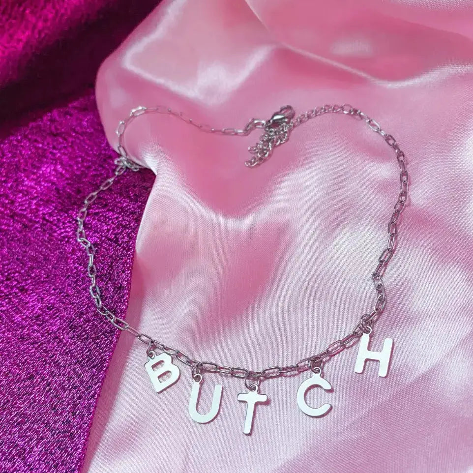 BUTCH letter necklace, 100% stainless steel Leftbians