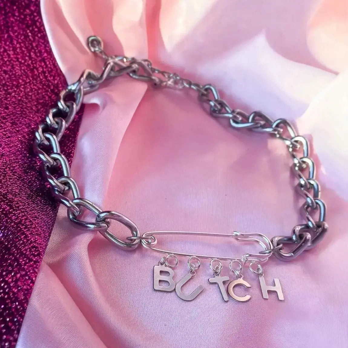 Butch kilt pin chunky chain choker necklace Leftbians