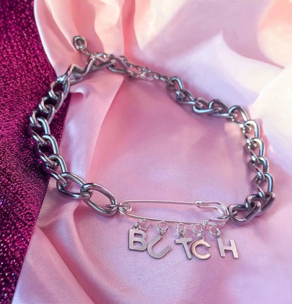 Butch kilt pin chunky chain choker necklace Leftbians