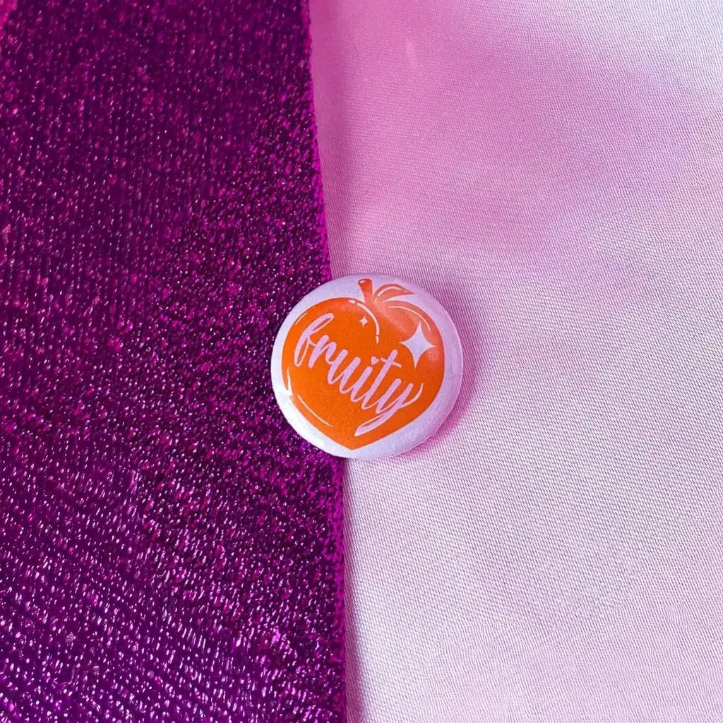 Fruity peach gay pride badge Leftbians