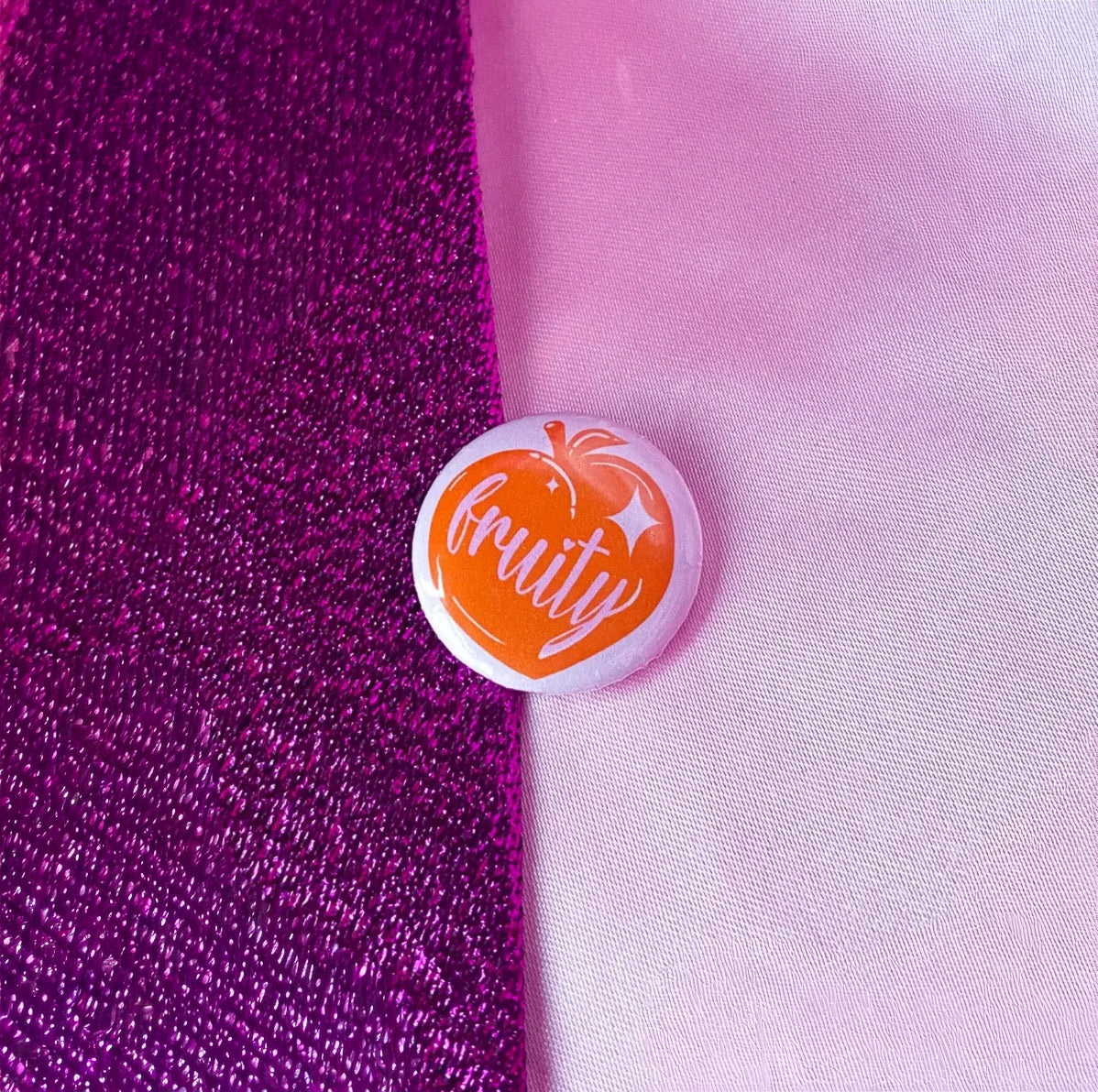 Fruity peach gay pride badge