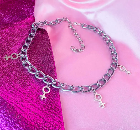 Multiple Venus symbol charm choker chain necklace Leftbians