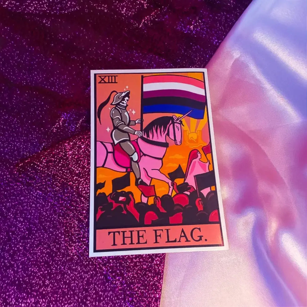 Genderfluid pride flag tarot card sticker Leftbians
