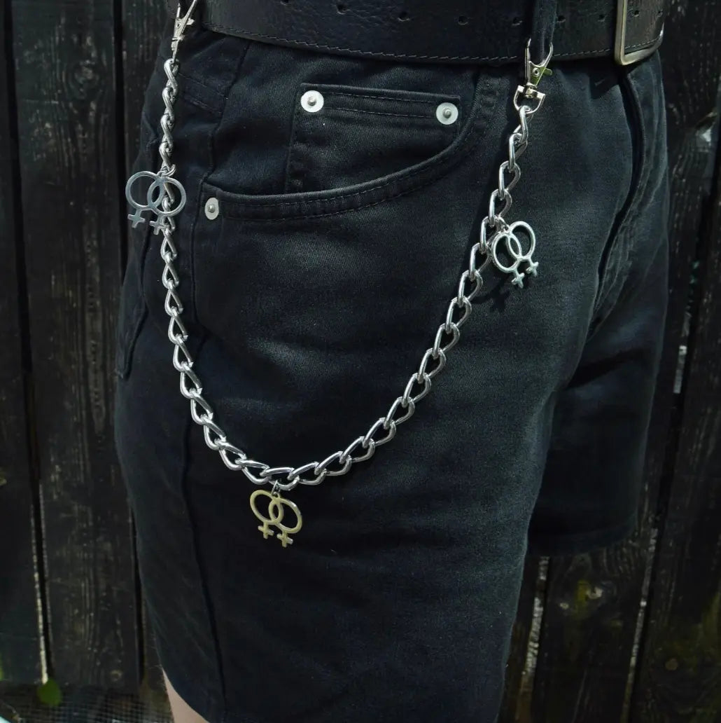 Jean chain with multiple Double Venus symbol charms Leftbians